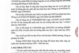 THÔNG BÁO TUYỂN SINH LỚP 6 NĂM HỌC 2025 - 2026
